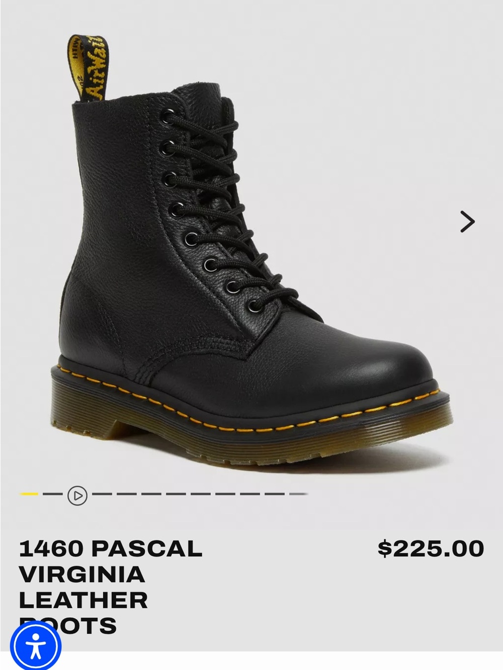 Dr. Martens 1460 Pascal Virginia Leather Boot - Black - Size 5